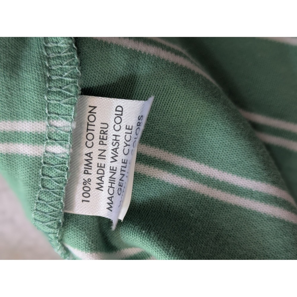 Lake Striped Shirt Womens Lg Green White Scoop Neck 3/4 Raglan Sleeve Jersey Top - Picture 6 of 9